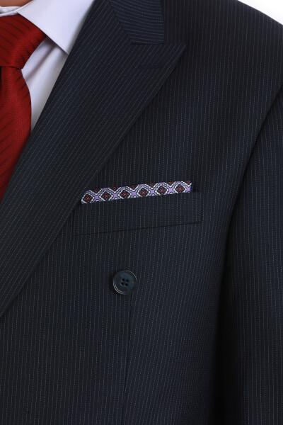 Mor Desenli Klasik Saten Cep Mendili - 3