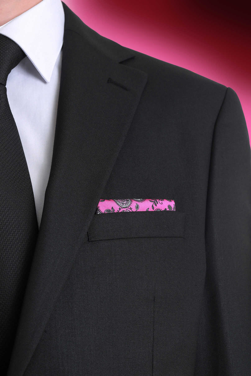 Pembe Desenli Klasik Saten Cep Mendili - Hatem Saykı (1)