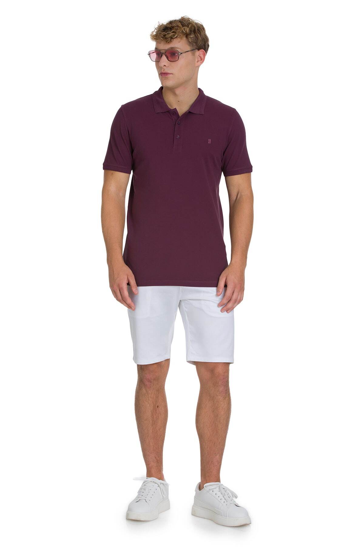 Mor Regular Fit 100% Pamuk Kıvrılmaz Polo Yaka Tişört - 2