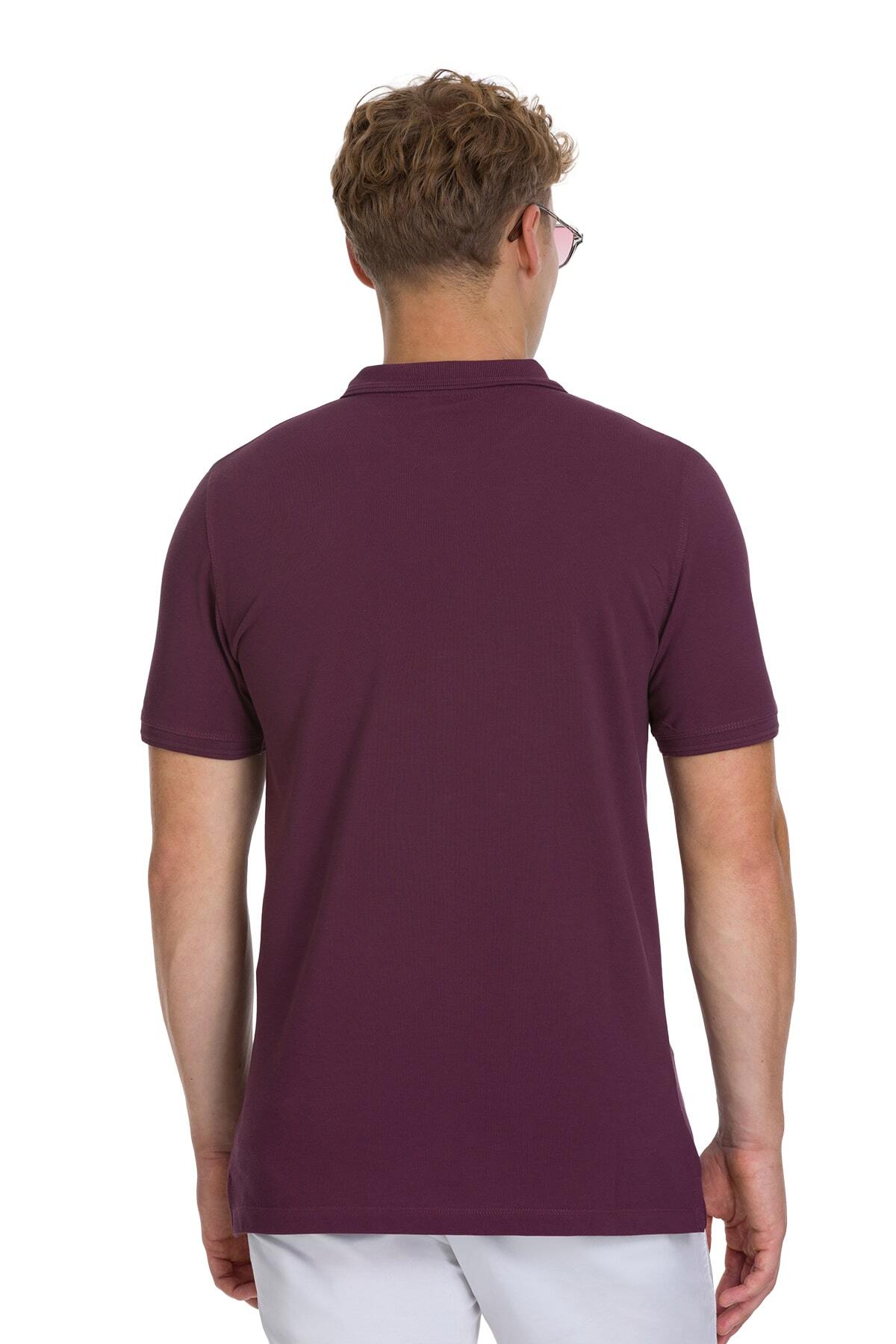 Mor Regular Fit 100% Pamuk Kıvrılmaz Polo Yaka Tişört - 5