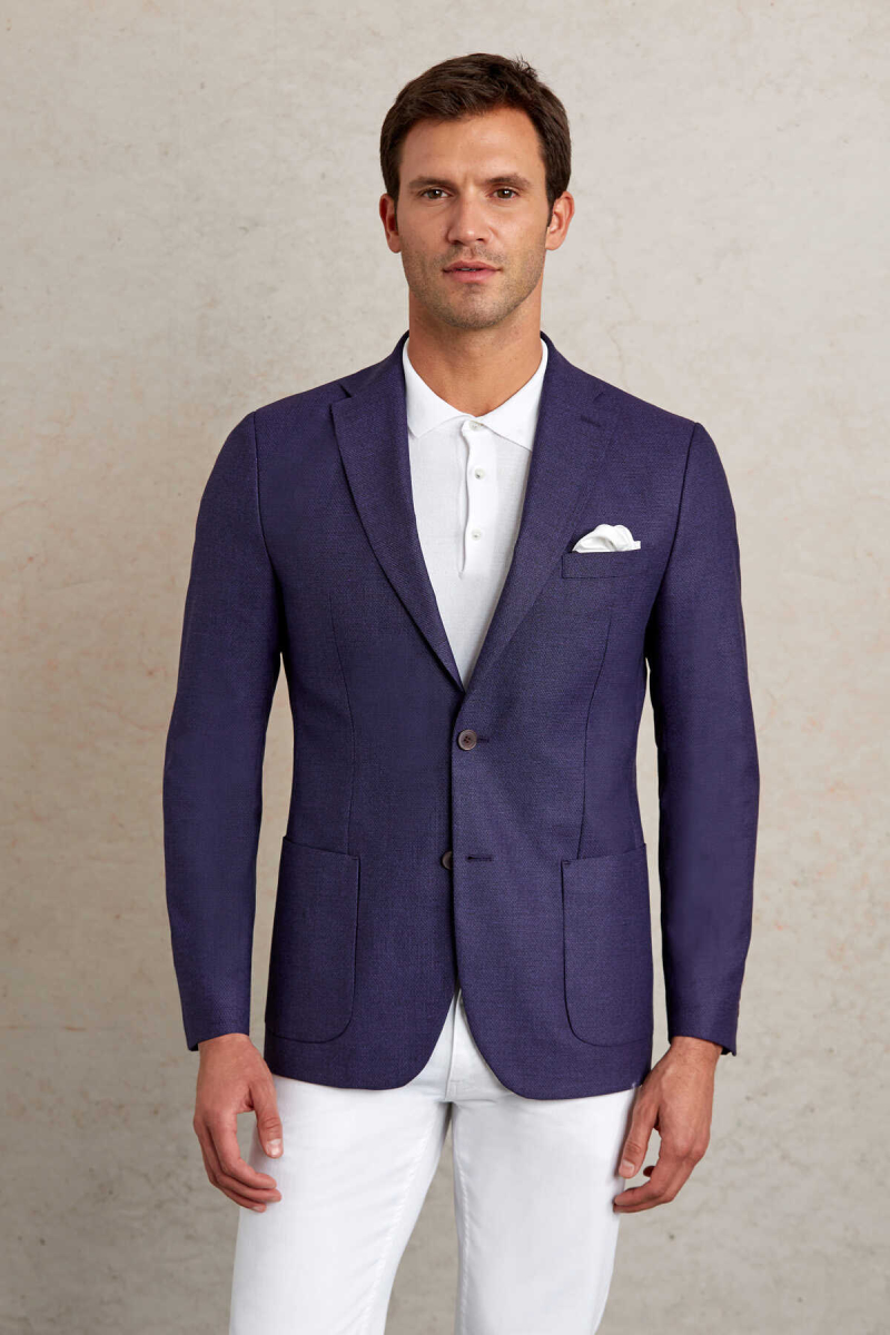 Mor Slim Fit Mono Yaka Klasik Ceket