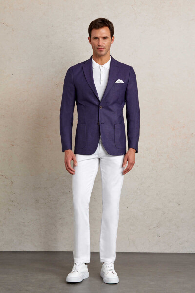 Mor Slim Fit Mono Yaka Klasik Ceket - 7