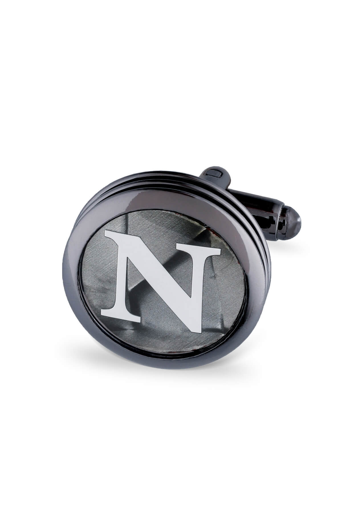 N Harfli Yuvarlak Tekli Kol Düğmesi - 1