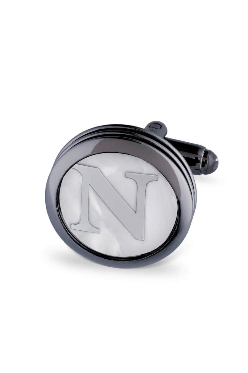 N Harfli Yuvarlak Tekli Kol Düğmesi - Hatemoğlu