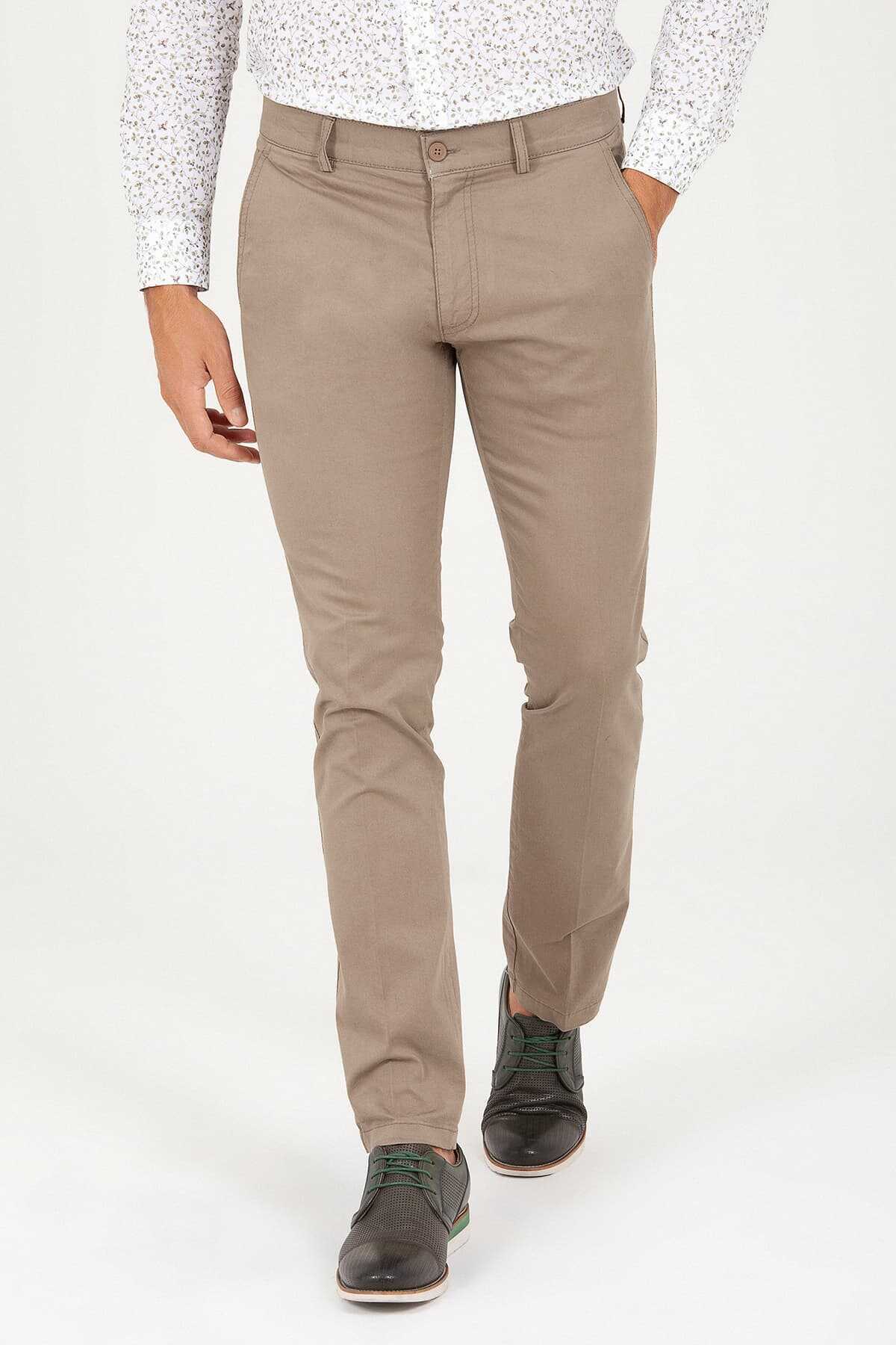 Yeşil Regular Fit Pamuklu Yandan Cep Kanvas Pantolon - 1