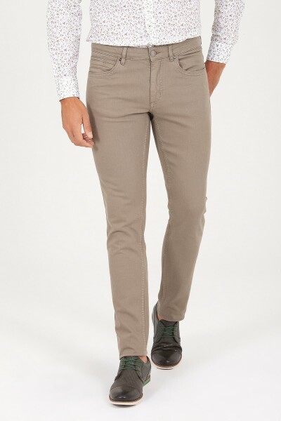 Bej Slim Fit Kanvas Pantolon - Thumbnail