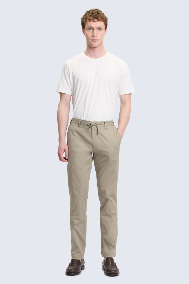 Olive Rahat Kesim Pamuklu Yandan Cepli Jogger Pantolon