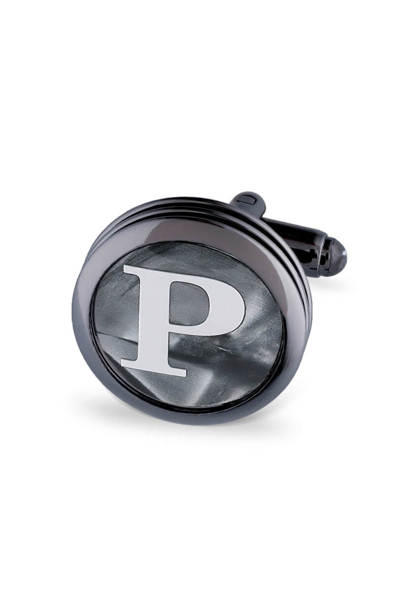 P Harfli Yuvarlak Tekli Kol Düğmesi - HATEMOĞLU