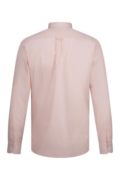 Pembe Comfort Fit 100% Pamuk Slim Yaka Uzun Kollu Spor Gömlek - 2