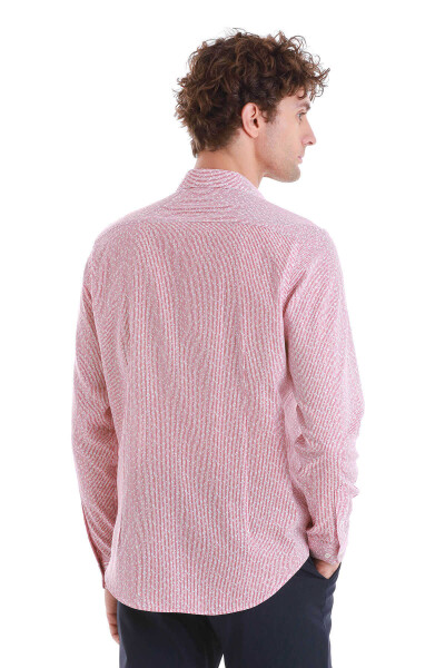 Pembe Comfort Fit Baskılı Slim Yaka Uzun Kollu Spor Gömlek - 6