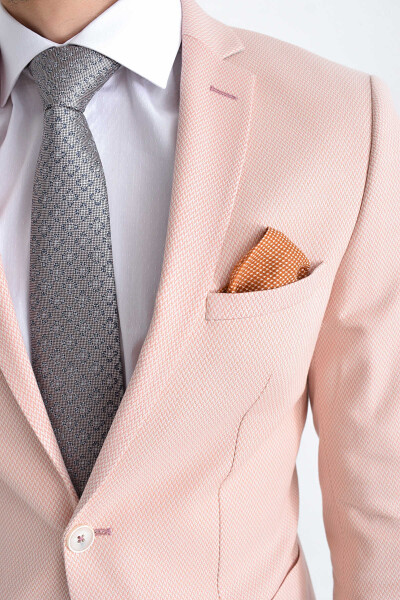 Pembe Desenli Slim Fit Ceket - 4