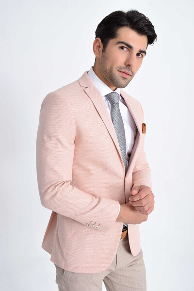 Pembe Desenli Slim Fit Ceket - 3