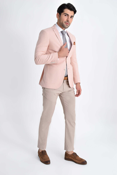 Pembe Desenli Slim Fit Ceket - 2