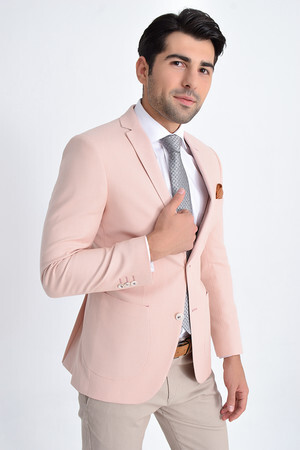 Pembe Desenli Slim Fit Ceket - 7