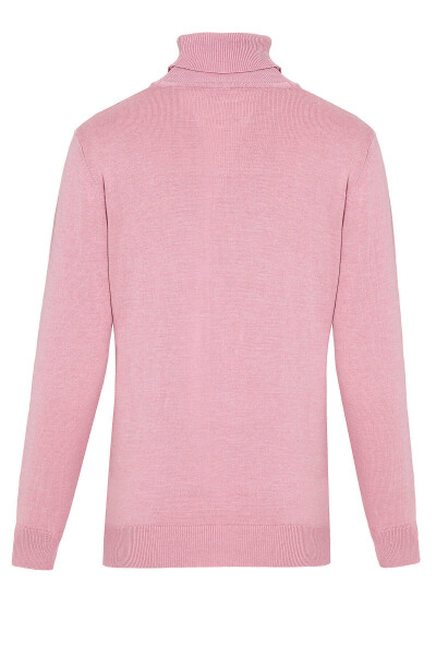 Gül Kurusu Regular Fit Desenli Pamuklu Balıkçı Yaka Triko Kazak - 9