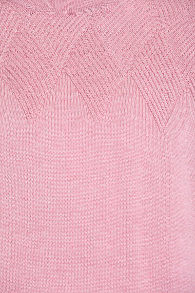 Gül Kurusu Regular Fit Desenli Pamuklu Balıkçı Yaka Triko Kazak - 6