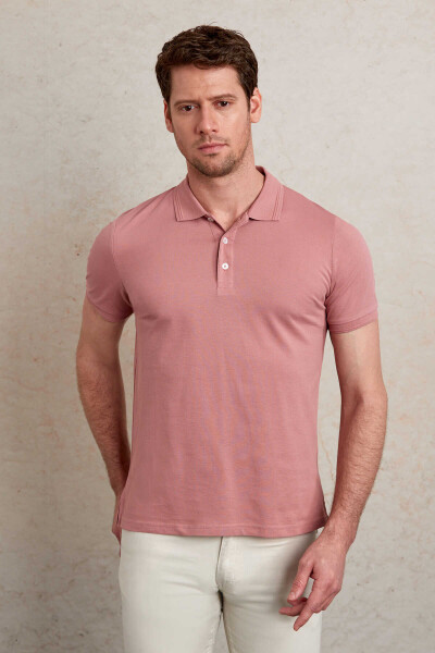 Pembe Comfort Fit 100% Pamuk Polo Yaka Tişört 