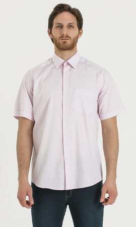 Pembe Kareli Klasik Kısa Kol Gömlek - 6