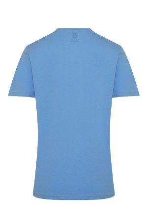 Pembe ve Mavi Regular Fit %100 Pamuk V Yaka İkili Paket Basic Tişört - Thumbnail
