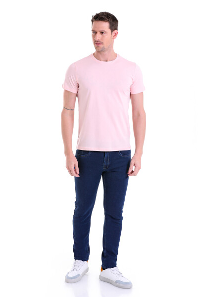 Pembe Regular Fit Bisiklet Yaka 100% Pamuk Tişört - 5