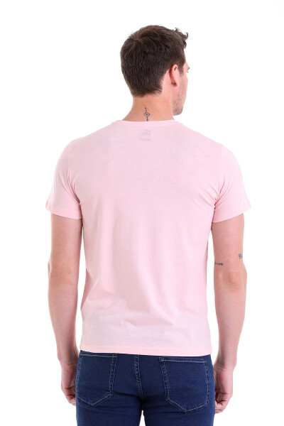 Pembe Regular Fit Bisiklet Yaka 100% Pamuk Tişört - 6