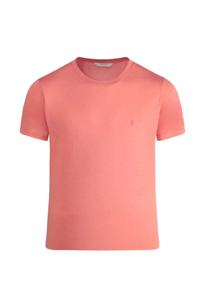 Pembe Regular Fit Bisiklet Yaka Tişört - Saykı