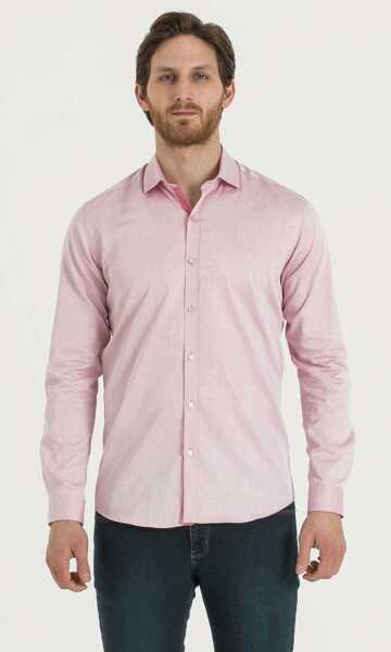 Pembe Slim Fit Desenli Gömlek - 7