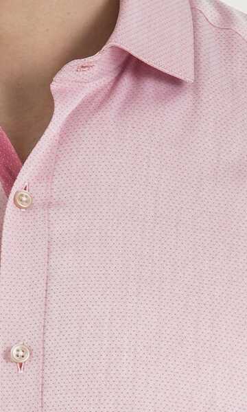 Pembe Slim Fit Desenli Gömlek - 15