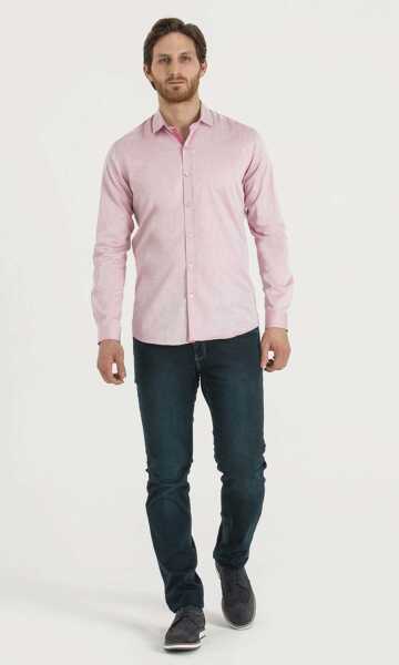 Pembe Slim Fit Desenli Gömlek - 18