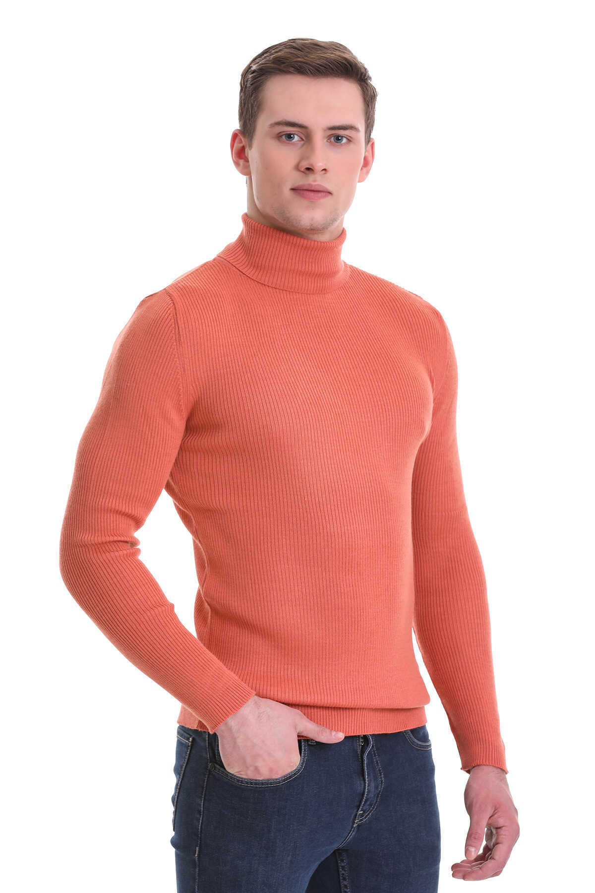 Somon Slim Fit Fitilli Balıkçı Yaka Yünlü Triko Kazak - 1