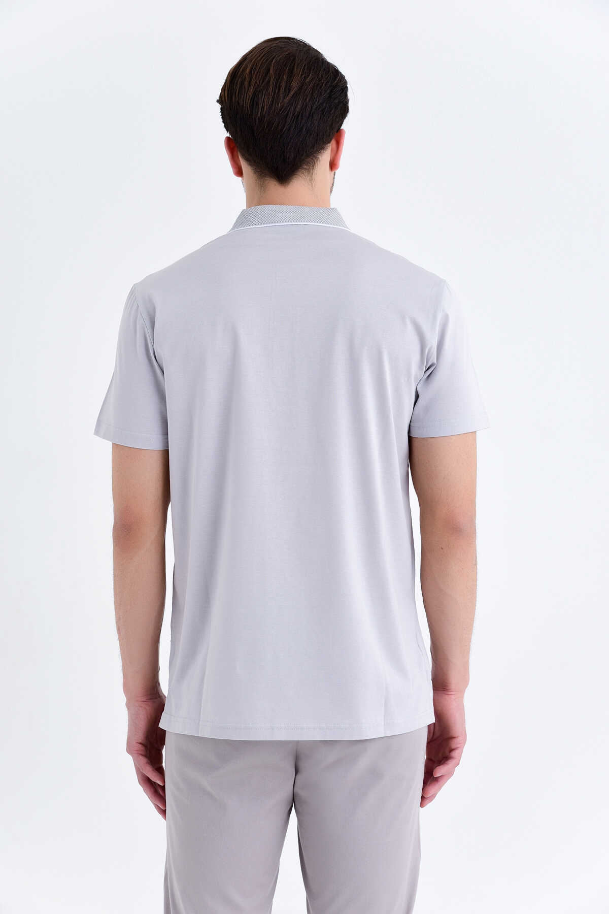 Polo Yaka Gri Tişört - 4