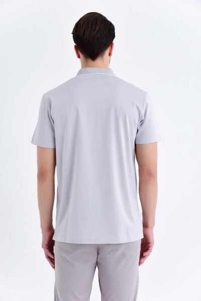 Polo Yaka Gri Tişört - 4