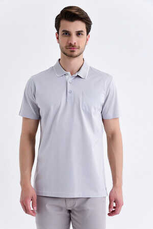 Polo Yaka Gri Tişört - 5