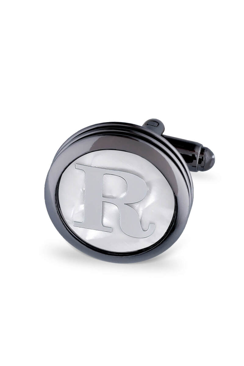 R Harfli Yuvarlak Tekli Kol Düğmesi - HATEMOĞLU