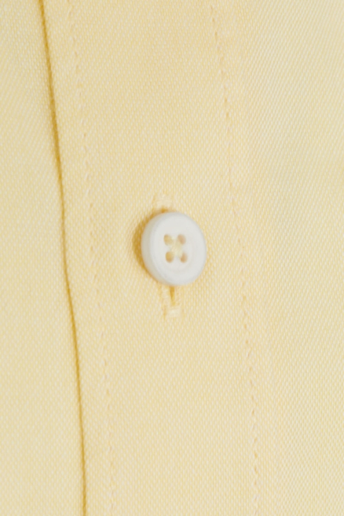 Sarı Slim Fit Düz 100% Pamuk Düğmeli Yaka Uzun Kollu Casual Gömlek - Thumbnail (2)