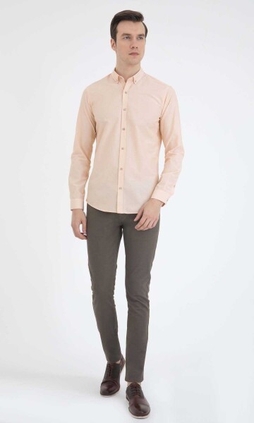 Sarı Çizgili Slim Fit Gömlek - 2