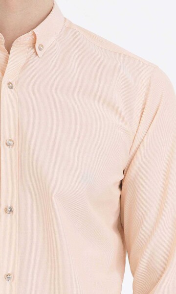 Sarı Çizgili Slim Fit Gömlek - 4