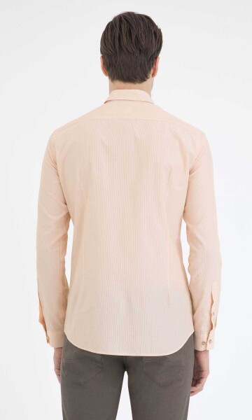 Sarı Çizgili Slim Fit Gömlek - 3
