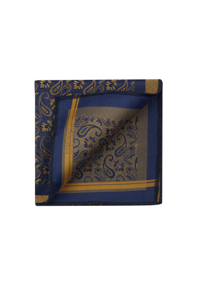 Sarı Desenli Klasik Cep Mendili - 2