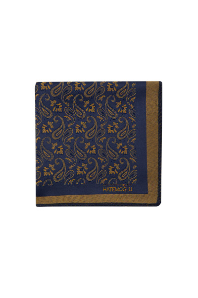 Sarı Desenli Klasik Cep Mendili - 3