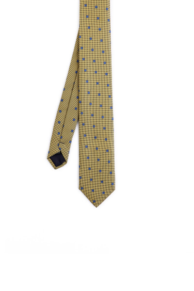 Sarı Desenli Micro Casual Kravat - 5
