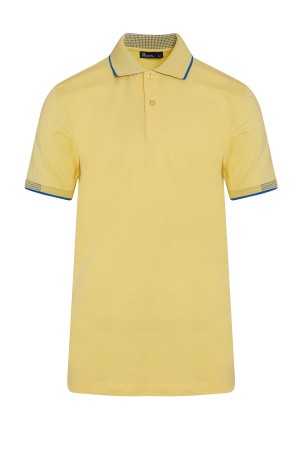 Sarı Polo Yaka Regular Fit Tişört - Thumbnail