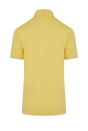 Sarı Regular Fit Düz 100% Pamuk Polo Yaka Tişört - Thumbnail