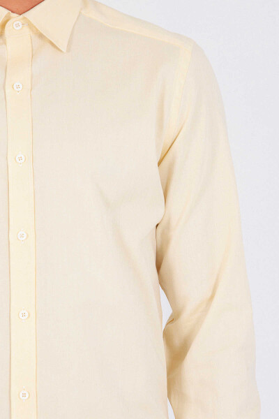Sarı Slim Fit 100% Pamuk Uzun Kol Oxford Gömlek - 5