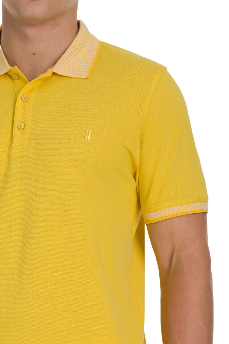 Sarı Regular Fit 100% Pamuklu Polo Yaka Tişört - HATEMOĞLU (1)
