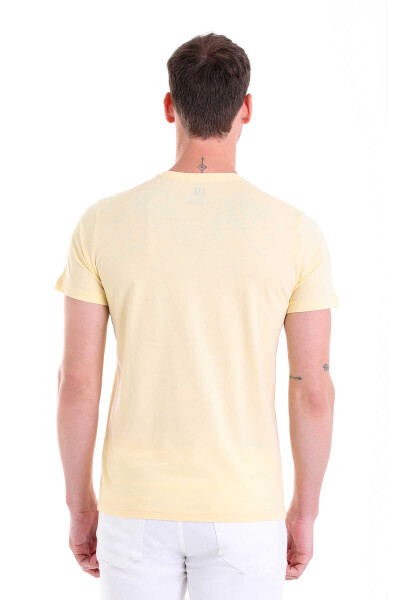 Sarı Regular Fit Baskılı Bisiklet Yaka 100% Pamuk Tişört - 6