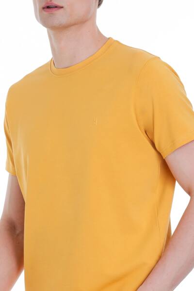Sarı Regular Fit Bisiklet Yaka Pamuklu Tişört - 4