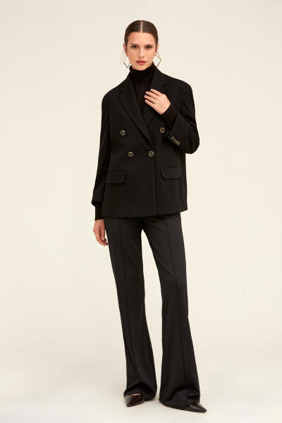 Saykı Woman Siyah Regular Fit Kruvaze Kadın Ceket - 1