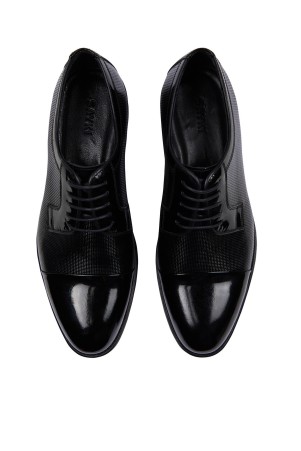 Siyah Klasik Bağcıklı Rugan Deri Ayakkabı - Thumbnail