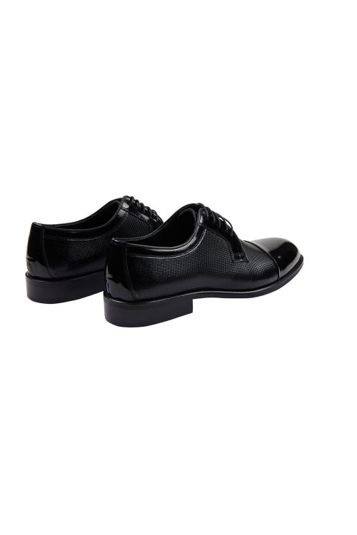 Siyah Klasik Bağcıklı Rugan Deri Ayakkabı - Thumbnail (2)